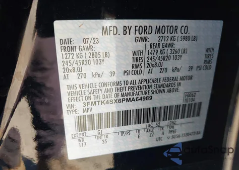 2023 Ford Mustang Mach-E Gt from USA, damaged, VIN 3FMTK4SX6PMA64989